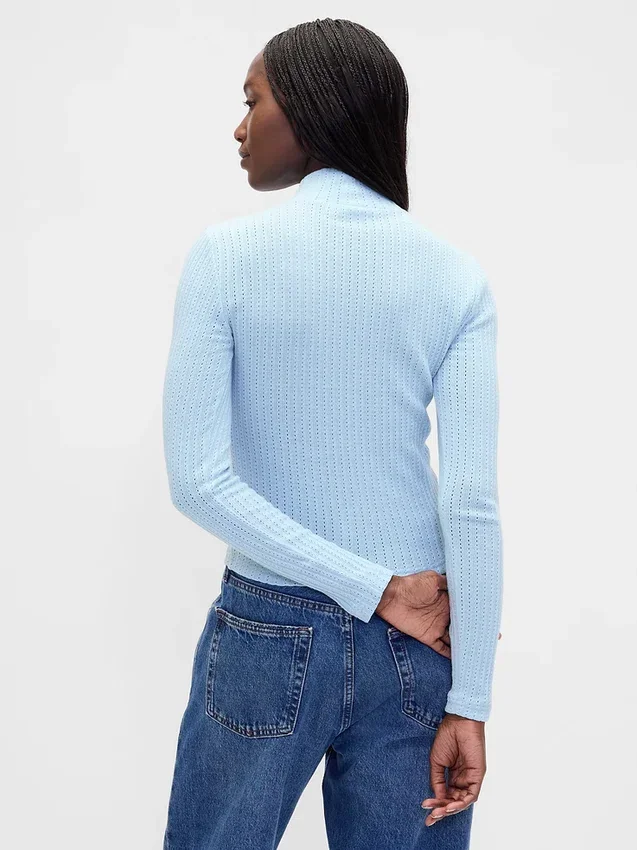 Kort turtleneck med pointelle-ribb