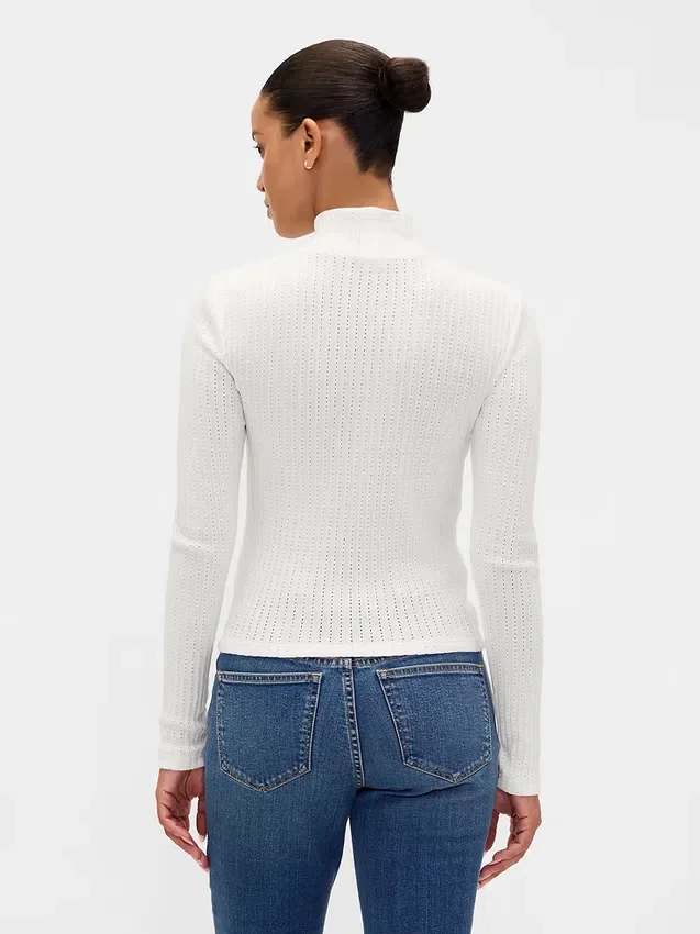 Kort turtleneck med pointelle-ribb