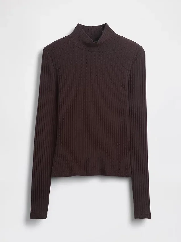 Kort turtleneck med pointelle-ribb