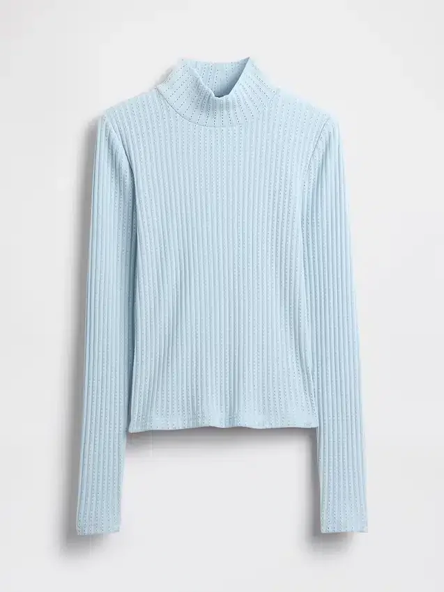Kort turtleneck med pointelle-ribb