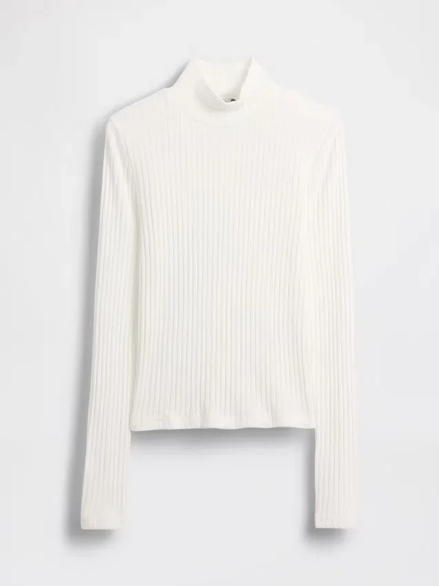 Kort turtleneck med pointelle-ribb