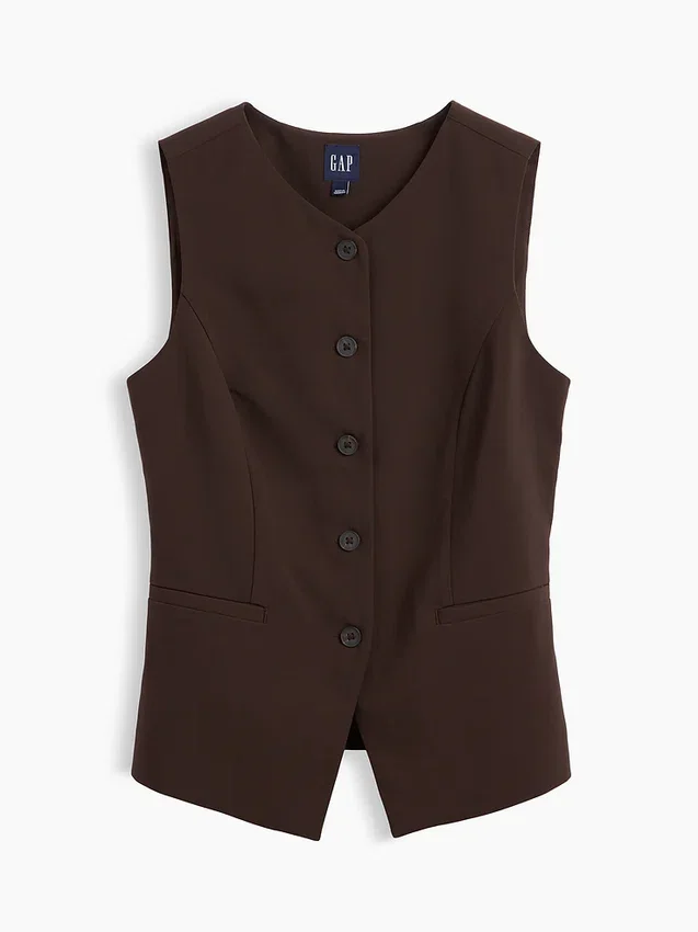 Lang vest med høy hals