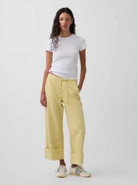 Lav midje, ultramyke, løse «90-talls»-Jeans i kort modell