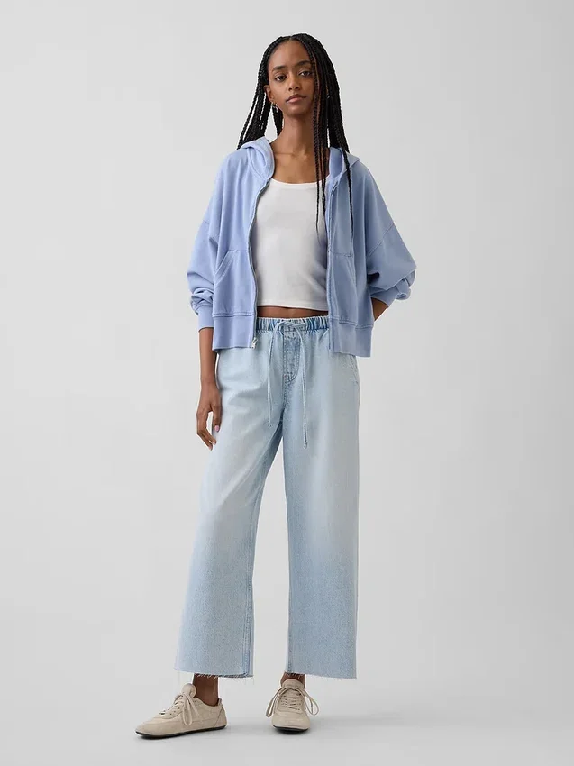 Lave, løse cropped-Jeans i 90-tallsstil