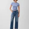 Lavt sittende, avslappet cropped-Jeans