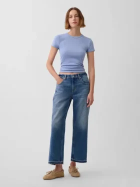 Lavt sittende, avslappet cropped-Jeans