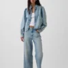Lavt sittende, avslappet cropped-Jeans