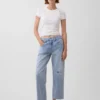 Lavt sittende, avslappet cropped-Jeans