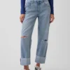 Lavt sittende, avslappet cropped-Jeans