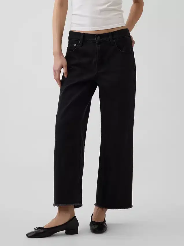 Lavt sittende, avslappet cropped-Jeans