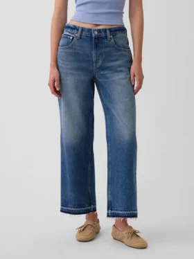 Lavt sittende, avslappet cropped-Jeans