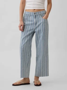 Lavt sittende, avslappet cropped-Jeans