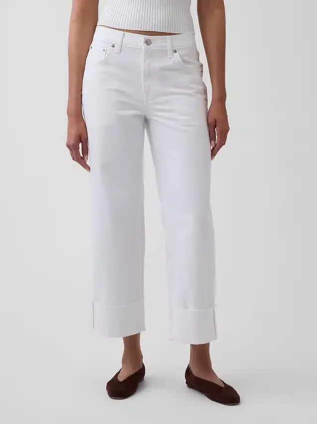 Lavt sittende, avslappet cropped-Jeans