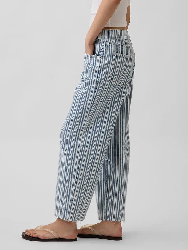 Lavt sittende, avslappet cropped-Jeans