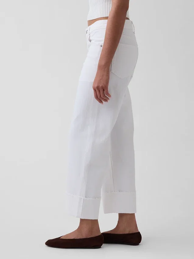 Lavt sittende, avslappet cropped-Jeans