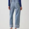 Lavt sittende, avslappet cropped-Jeans