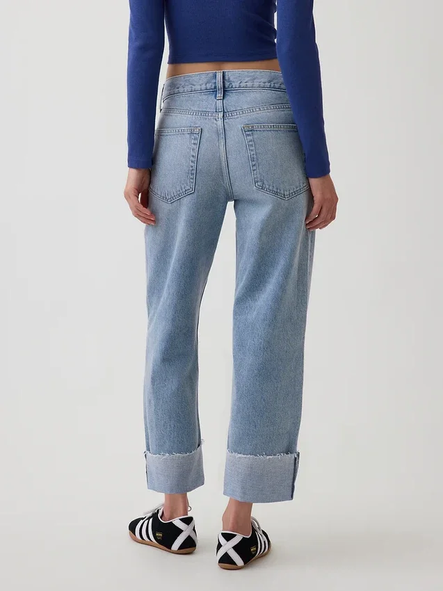 Lavt sittende, avslappet cropped-Jeans