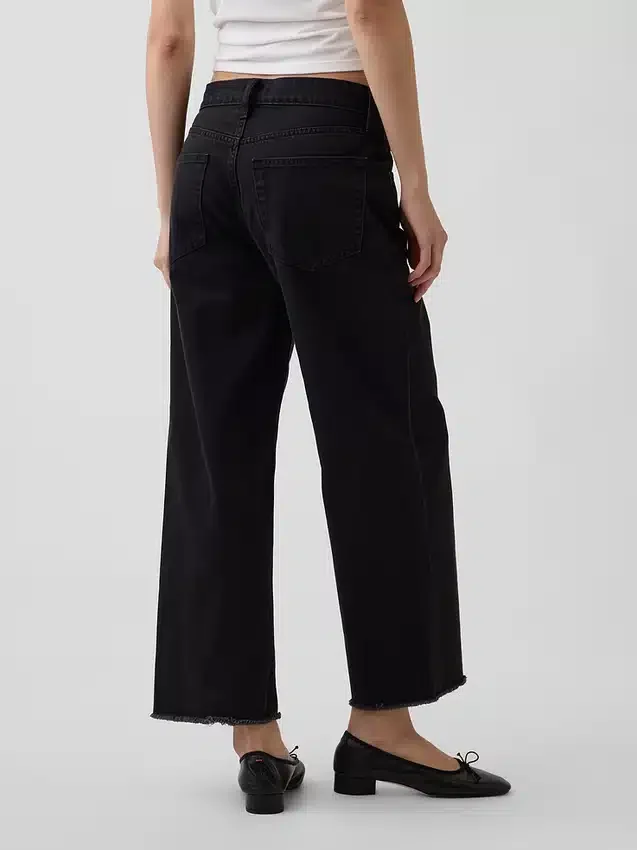 Lavt sittende, avslappet cropped-Jeans