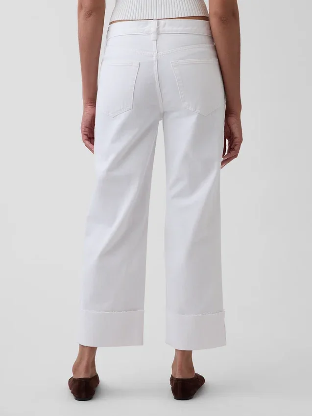 Lavt sittende, avslappet cropped-Jeans