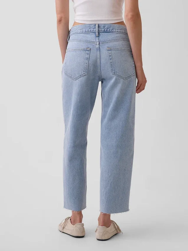 Lavt sittende, avslappet cropped-Jeans