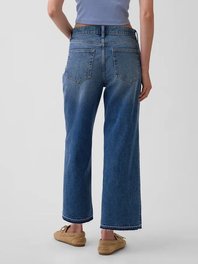 Lavt sittende, avslappet cropped-Jeans