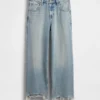 Lavt sittende, avslappet cropped-Jeans