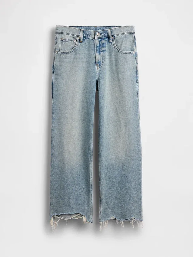 Lavt sittende, avslappet cropped-Jeans