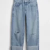 Lavt sittende, avslappet cropped-Jeans