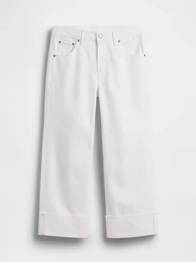 Lavt sittende, avslappet cropped-Jeans