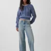 Lavt sittende, avslappet cropped-Jeans