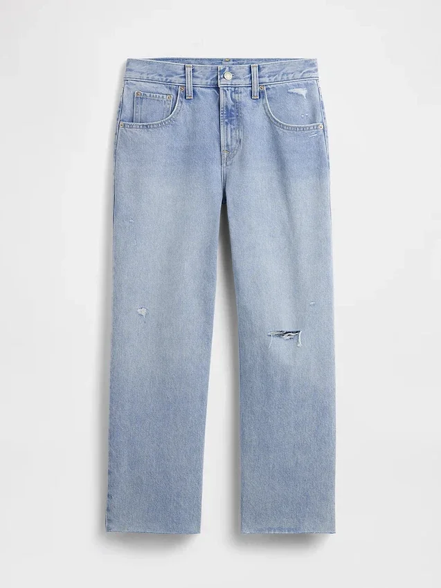 Lavt sittende, avslappet cropped-Jeans