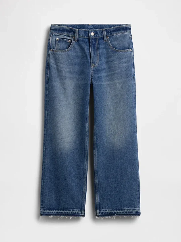 Lavt sittende, avslappet cropped-Jeans