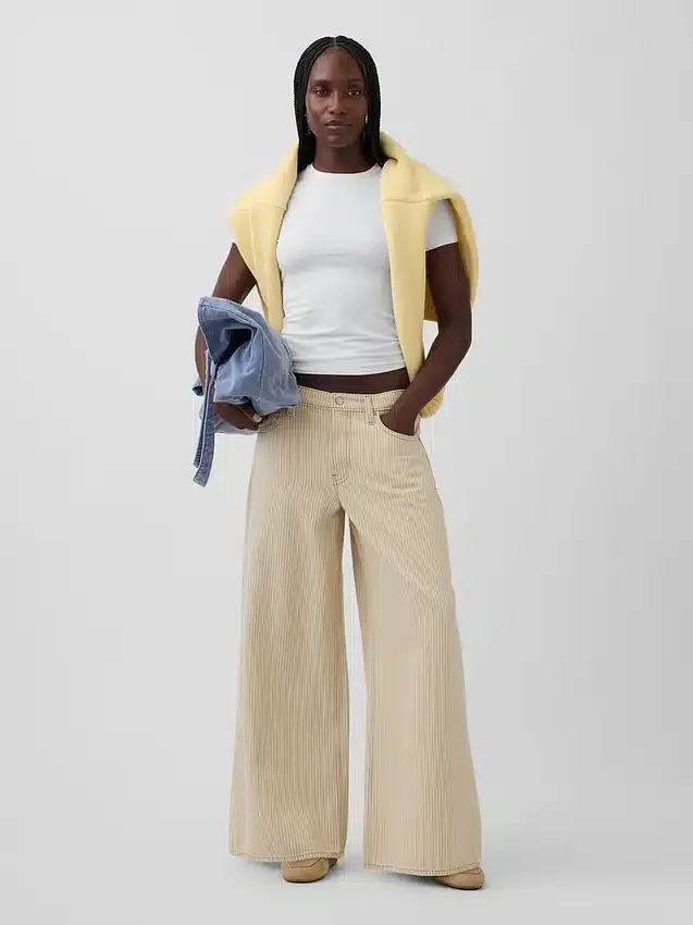 Lavt sittende, ekstra baggy Jeans med striper