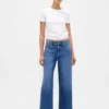 Lavt sittende, ultramyke, avslappede cropped-Jeans