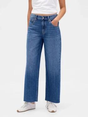 Lavt sittende, ultramyke, avslappede cropped-Jeans
