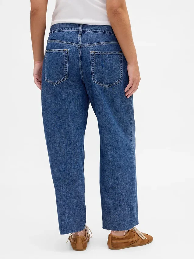 Lavt sittende, ultramyke, avslappede cropped-Jeans