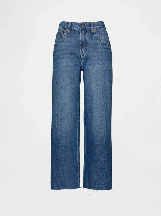 Lavt sittende, ultramyke, avslappede cropped-Jeans