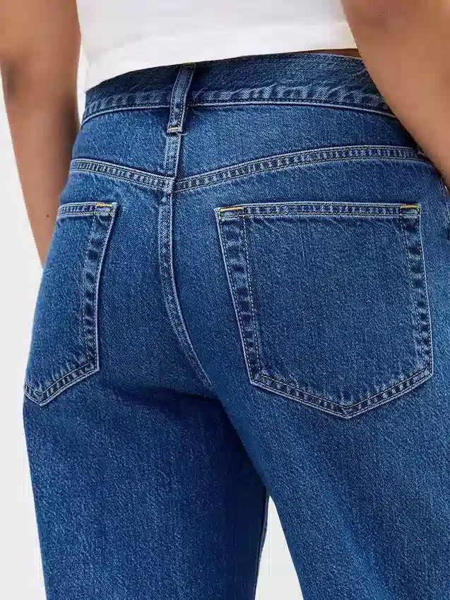 Lavt sittende, ultramyke, avslappede cropped-Jeans