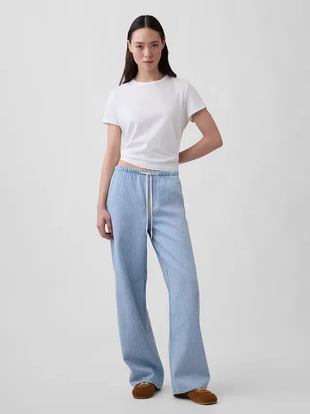 Lavt sittende, ultramyke, løse 90-talls-Jeans med striper