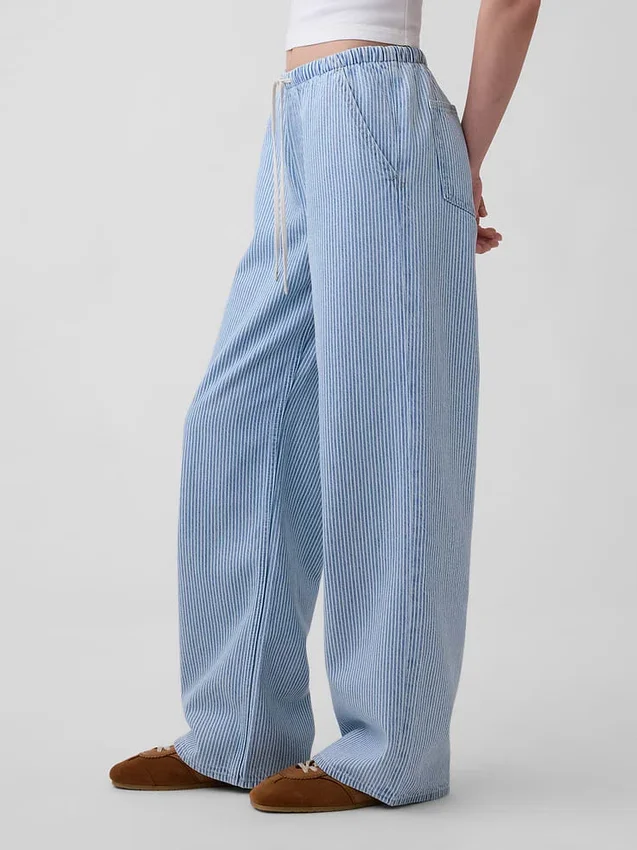 Lavt sittende, ultramyke, løse 90-talls-Jeans med striper