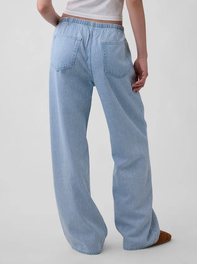 Lavt sittende, ultramyke, løse 90-talls-Jeans med striper