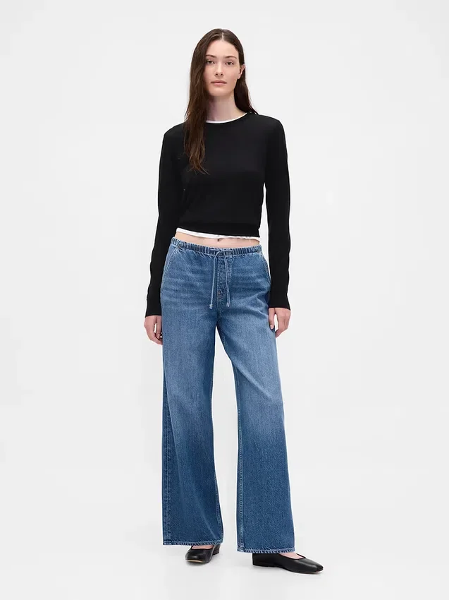Lavt sittende, ultramyke, løse Jeans i 90-tallsstil