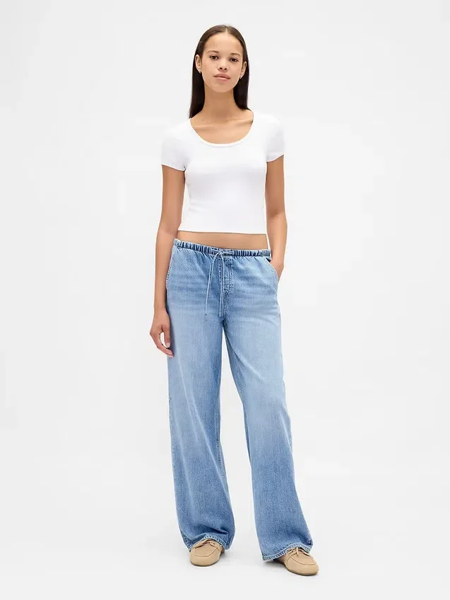 Lavt sittende, ultramyke, løse Jeans i 90-tallsstil