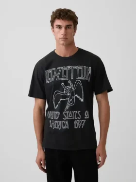 Led Zeppelin T-skjorte med grafisk trykk i avslappet passform