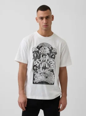 Led Zeppelin T-skjorte med grafisk trykk i avslappet passform