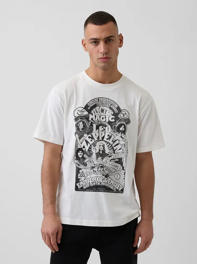 Led Zeppelin T-skjorte med grafisk trykk i avslappet passform