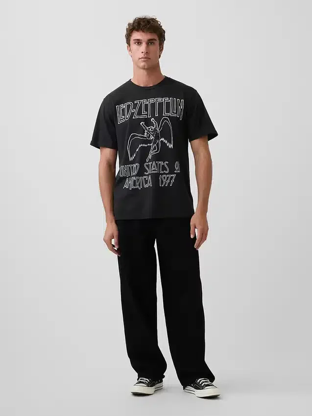 Led Zeppelin T-skjorte med grafisk trykk i avslappet passform