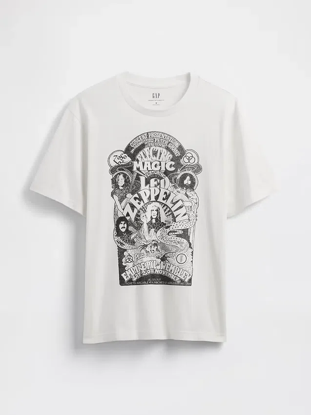 Led Zeppelin T-skjorte med grafisk trykk i avslappet passform