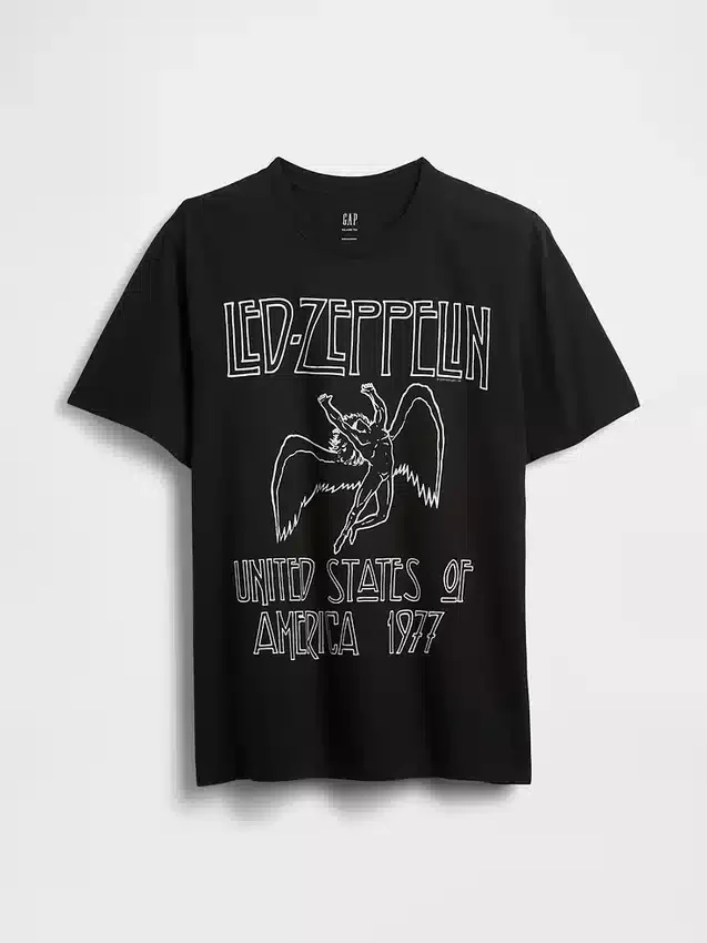 Led Zeppelin T-skjorte med grafisk trykk i avslappet passform