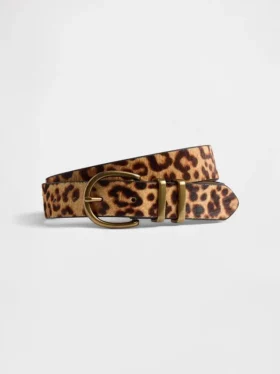 Leopardmønstret kalveskinnbelte